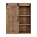 Decorative Wall Storage Cabinet with Sliding Barn Door Rustic Brown - Kate & Laurel All Things Decor
