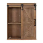 Armoire murale décorative avec porte coulissante type grange, brun rustique