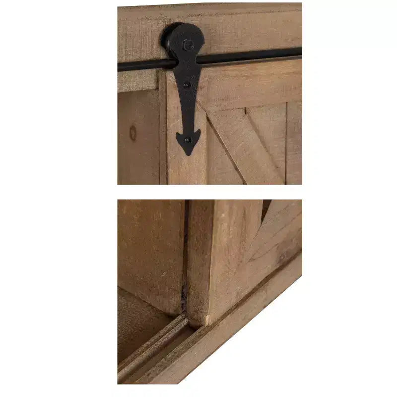 Armoire murale décorative avec porte coulissante type grange, brun rustique