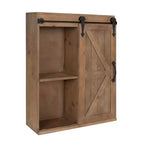 Armoire murale décorative avec porte coulissante type grange, brun rustique
