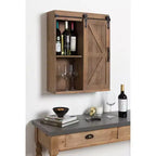 Armoire murale décorative avec porte coulissante type grange, brun rustique