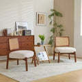Ensemble de 2 chaises d'appoint en bois avec cannage, beiges et noyer