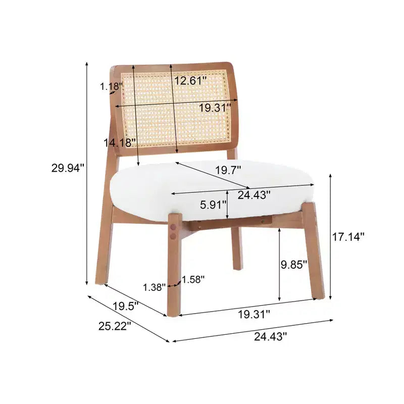Ensemble de 2 chaises d'appoint en bois avec cannage, beiges et noyer
