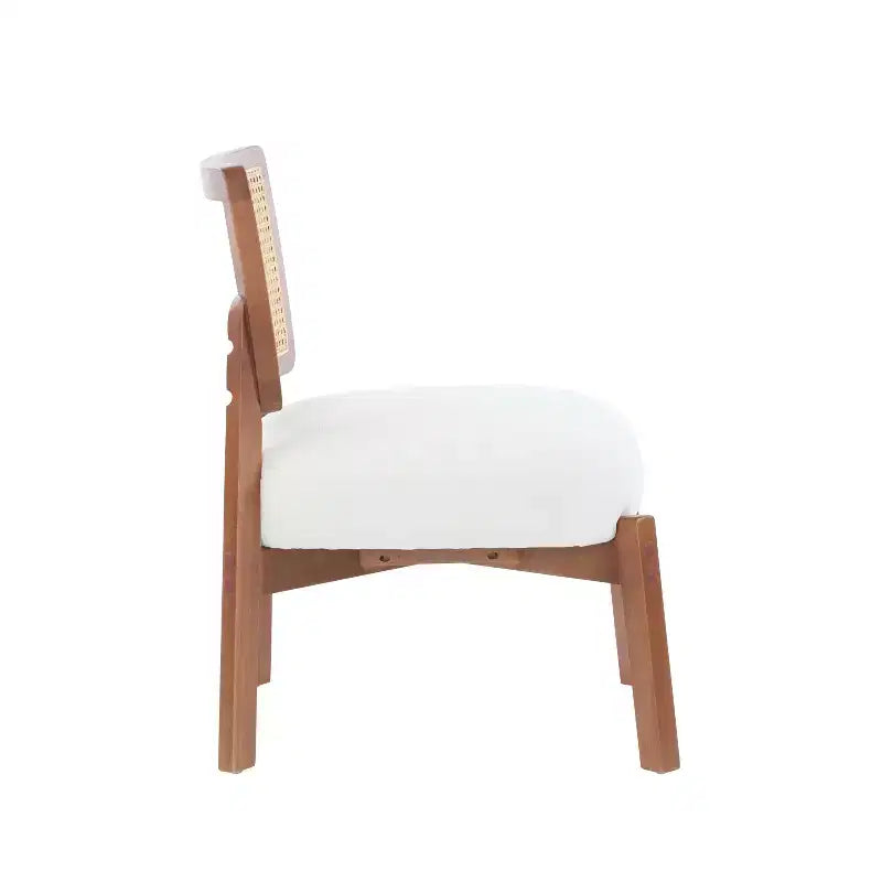 Ensemble de 2 chaises d'appoint en bois avec cannage, beiges et noyer