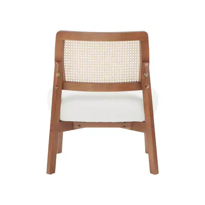 Ensemble de 2 chaises d'appoint en bois avec cannage, beiges et noyer