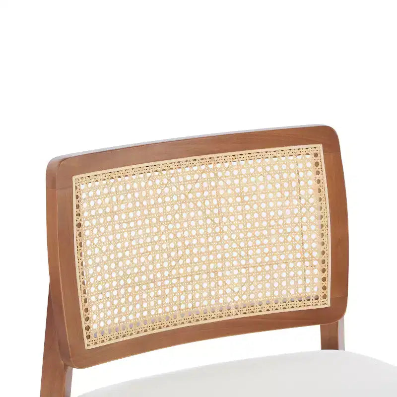Ensemble de 2 chaises d'appoint en bois avec cannage, beiges et noyer