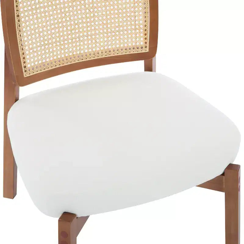 Ensemble de 2 chaises d'appoint en bois avec cannage, beiges et noyer