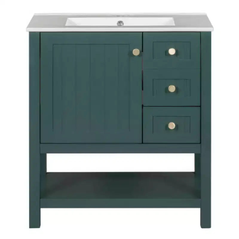 Meuble de rangement de salle de bain de style transitionnel de 30 pouces avec lavabo en céramique et coiffeuse