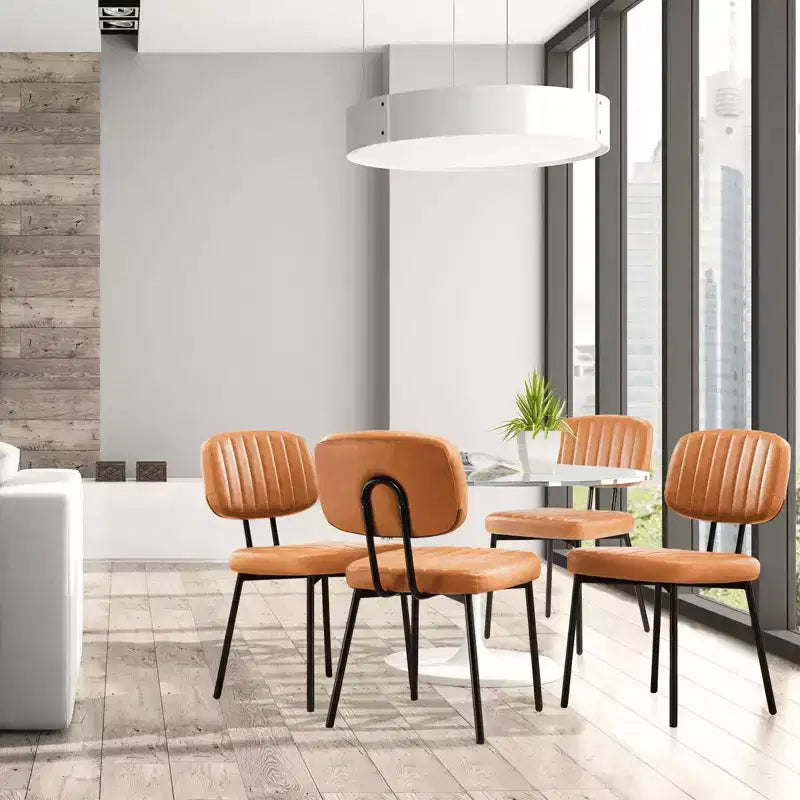 Lot de 2 chaises de salle à manger modernes sans accoudoirs, en tissu rembourré, avec clous décoratifs et pieds en bois