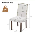 Lot de 2 chaises de salle à manger modernes sans accoudoirs, en tissu rembourré, avec clous décoratifs et pieds en bois