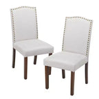 Lot de 2 chaises de salle à manger modernes sans accoudoirs, en tissu rembourré, avec clous décoratifs et pieds en bois