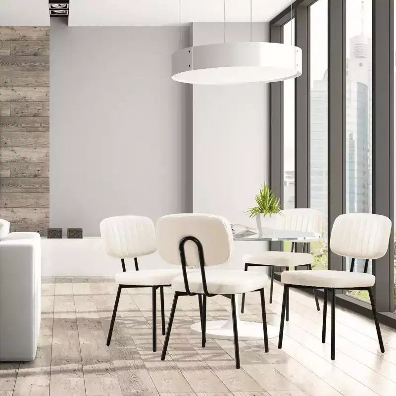 Lot de 2 chaises de salle à manger modernes sans accoudoirs, en tissu rembourré, avec clous décoratifs et pieds en bois
