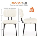 Lot de 2 chaises de salle à manger modernes sans accoudoirs, en tissu rembourré, avec clous décoratifs et pieds en bois