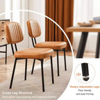 Lot de 2 chaises de salle à manger modernes sans accoudoirs, en tissu rembourré, avec clous décoratifs et pieds en bois