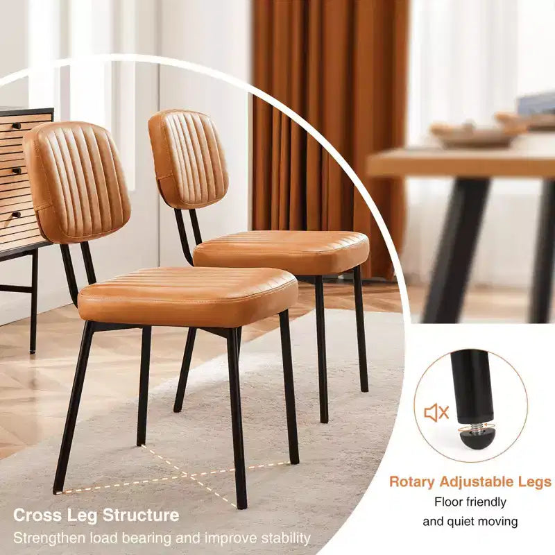 Lot de 2 chaises de salle à manger modernes sans accoudoirs, en tissu rembourré, avec clous décoratifs et pieds en bois