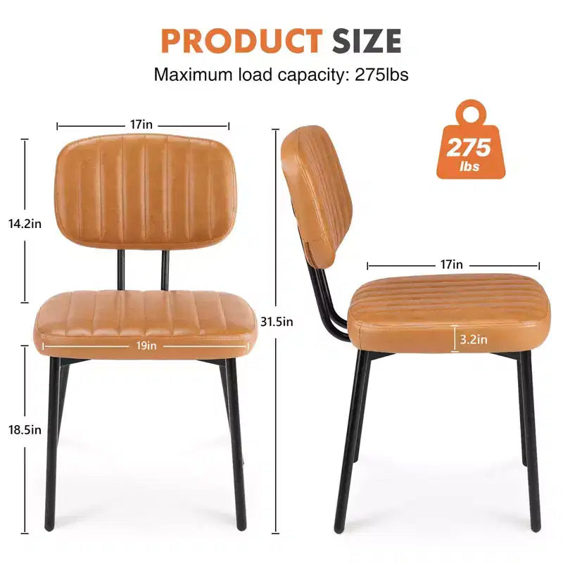 Lot de 2 chaises de salle à manger modernes sans accoudoirs, en tissu rembourré, avec clous décoratifs et pieds en bois