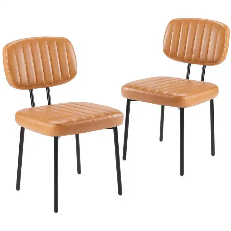 Lot de 2 chaises de salle à manger modernes sans accoudoirs, en tissu rembourré, avec clous décoratifs et pieds en bois