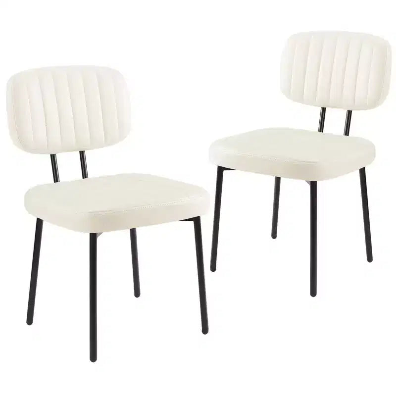 Lot de 2 chaises de salle à manger modernes sans accoudoirs, en tissu rembourré, avec clous décoratifs et pieds en bois