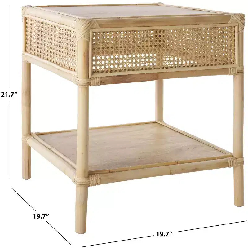 Table d'appoint carrée, finition naturelle