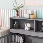 Cadre de lit de repos double/complet avec bibliothèque, étagères et garde-corps, en bois de pin