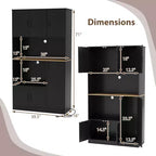 Meuble de cuisine de 180 cm de haut avec station de recharge, support micro-ondes et portes, noir/blanc