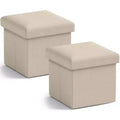 Ornavo Home 2 Pack 12 Small Square Collapsible Storage Ottoman, Foot Stool, Seat