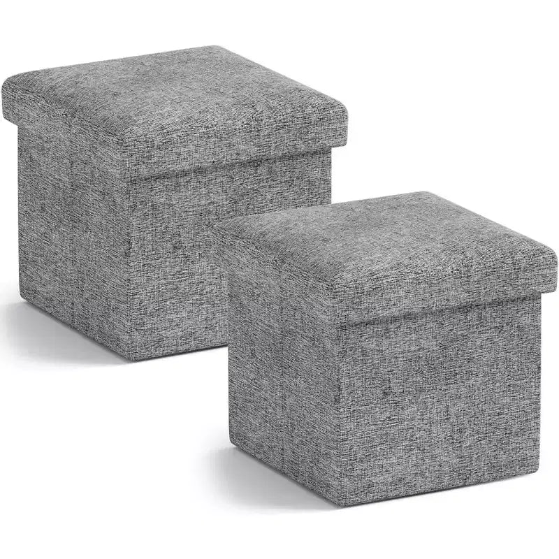 Lot de 2 petits poufs de rangement pliables carrés, 30 cm