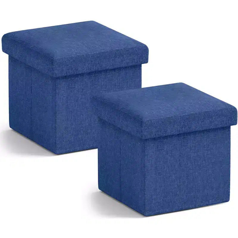 Lot de 2 petits poufs de rangement pliables carrés, 30 cm