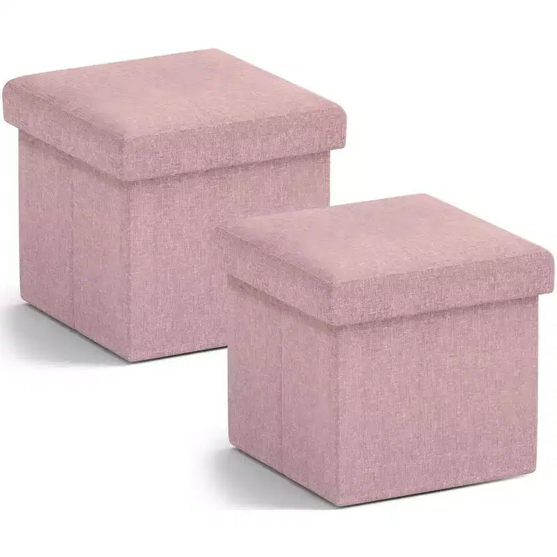 Lot de 2 petits poufs de rangement pliables carrés, 30 cm