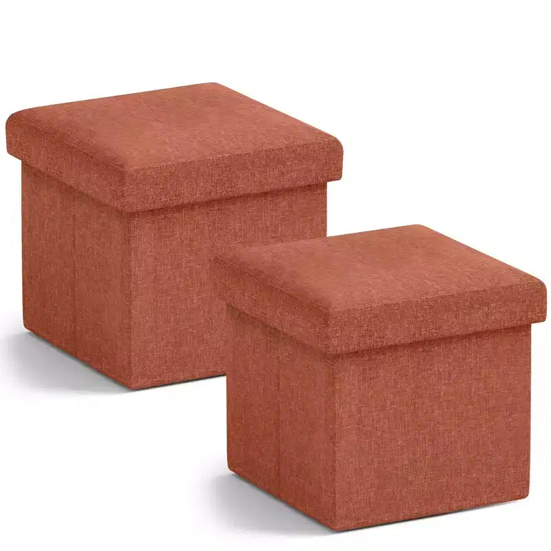 Lot de 2 petits poufs de rangement pliables carrés, 30 cm