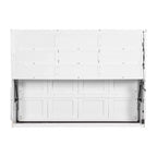 Lit escamotable double/queen avec canapé pliable, éclairage LED et étagères de rangement intégrées, beige