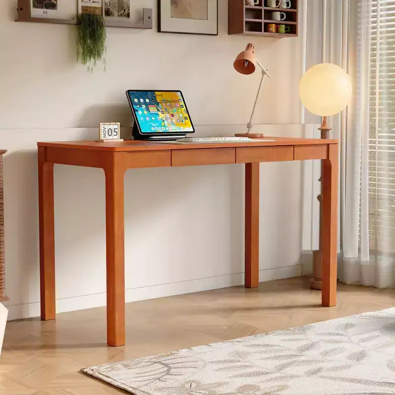 Bureau en bois de style Mid-Century Modern avec deux tiroirs, table d'écriture minimaliste pour bureau à domicile