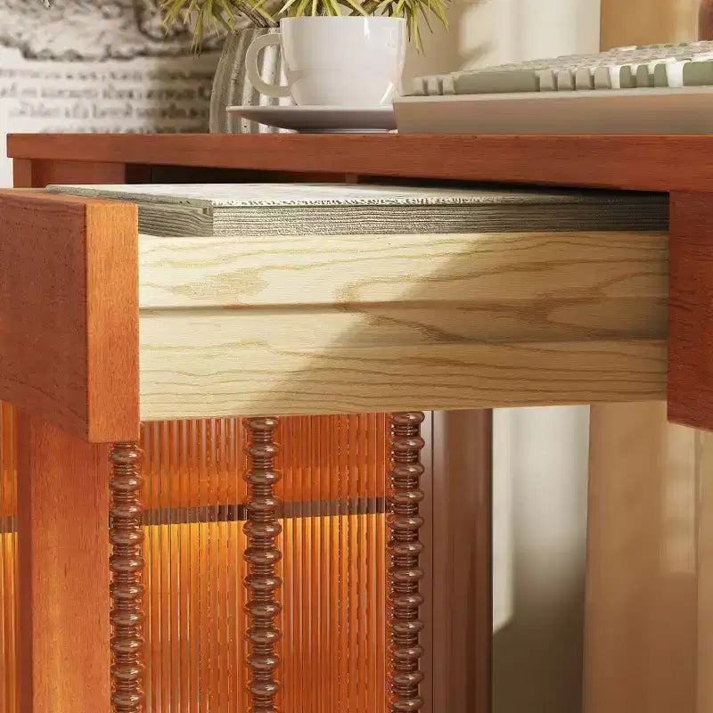 Bureau en bois de style Mid-Century Modern avec deux tiroirs, table d'écriture minimaliste pour bureau à domicile