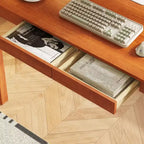 Bureau en bois de style Mid-Century Modern avec deux tiroirs, table d'écriture minimaliste pour bureau à domicile