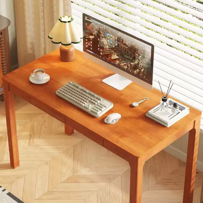 Bureau en bois de style Mid-Century Modern avec deux tiroirs, table d'écriture minimaliste pour bureau à domicile