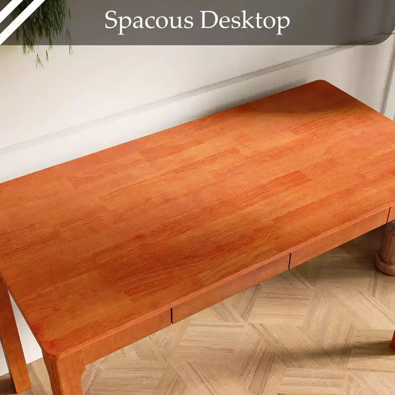 Bureau en bois de style Mid-Century Modern avec deux tiroirs, table d'écriture minimaliste pour bureau à domicile