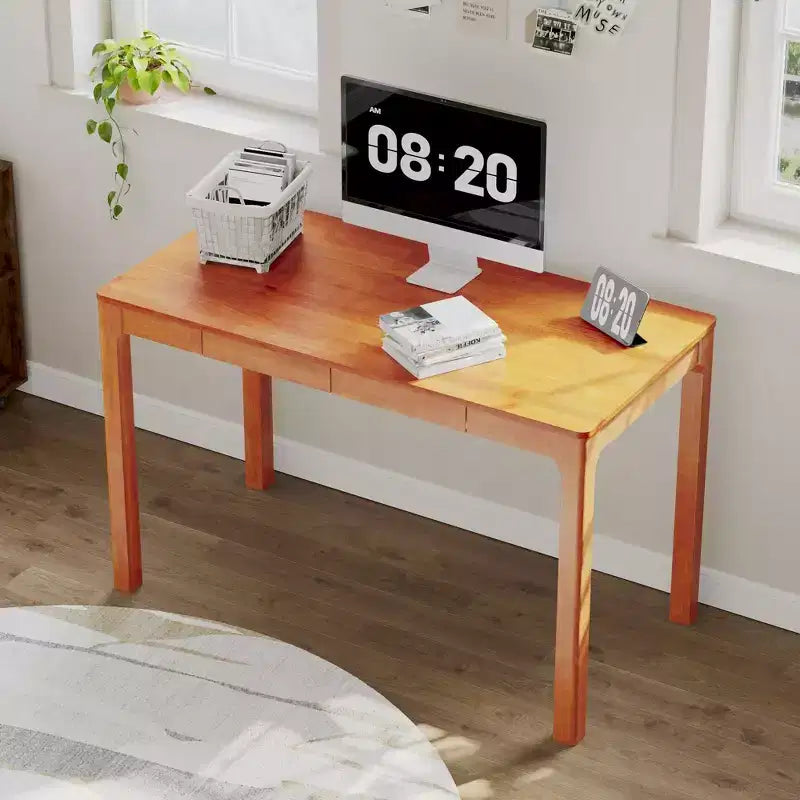 Bureau en bois de style Mid-Century Modern avec deux tiroirs, table d'écriture minimaliste pour bureau à domicile