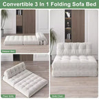 Canapé lit pliant 80" avec oreiller, futon convertible, matelas pliable, velours côtelé