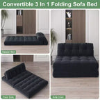 Canapé lit pliant 80" avec oreiller, futon convertible, matelas pliable, velours côtelé