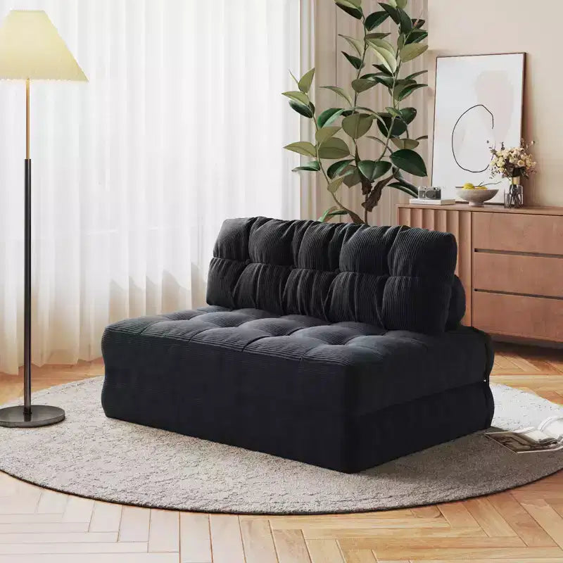 Canapé lit pliant 80" avec oreiller, futon convertible, matelas pliable, velours côtelé