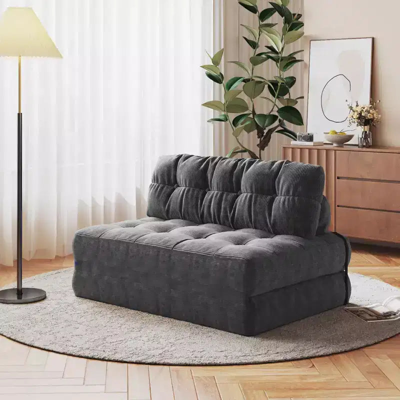 Canapé lit pliant 80" avec oreiller, futon convertible, matelas pliable, velours côtelé