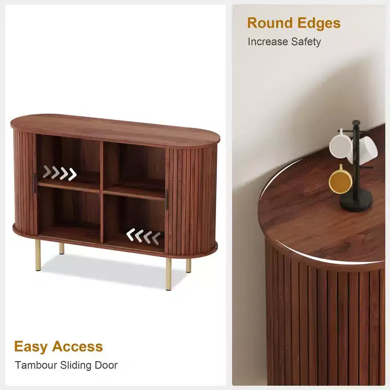 Buffet de rangement de cuisine moderne du milieu du siècle de 47" avec porte coulissante