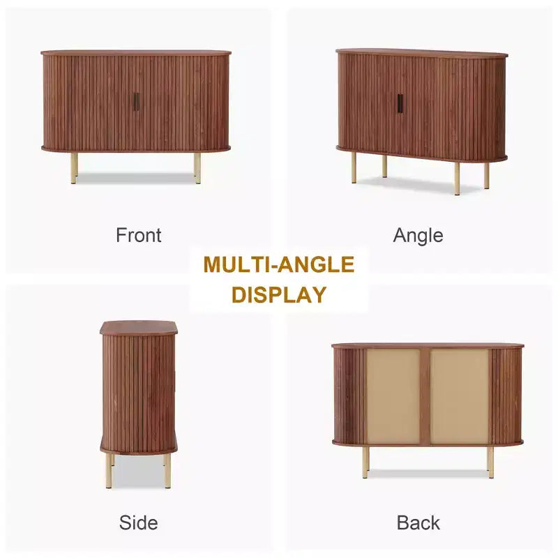 Buffet de rangement de cuisine moderne du milieu du siècle de 47" avec porte coulissante