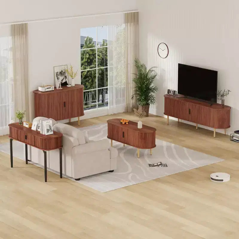 Buffet de rangement de cuisine moderne du milieu du siècle de 47" avec porte coulissante