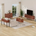 Buffet de rangement de cuisine moderne du milieu du siècle de 47" avec porte coulissante