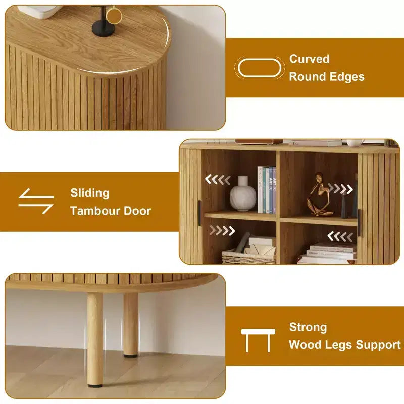 Buffet de rangement de cuisine moderne du milieu du siècle de 47" avec porte coulissante