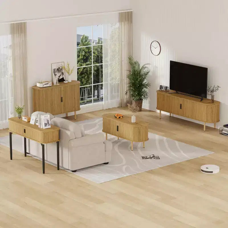 Buffet de rangement de cuisine moderne du milieu du siècle de 47" avec porte coulissante
