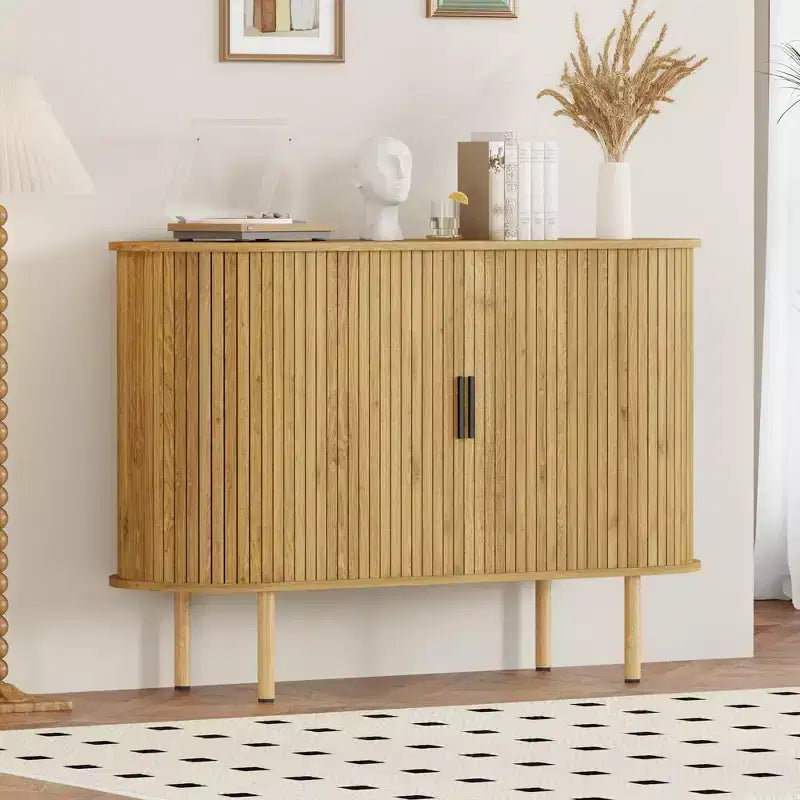 TROPOW Sideboard Buffet Cabinet with Storage, 47Mid Century Modern Accent Cabinet, Sliding Door Entryway Small Storage Cabinets for Kitchen