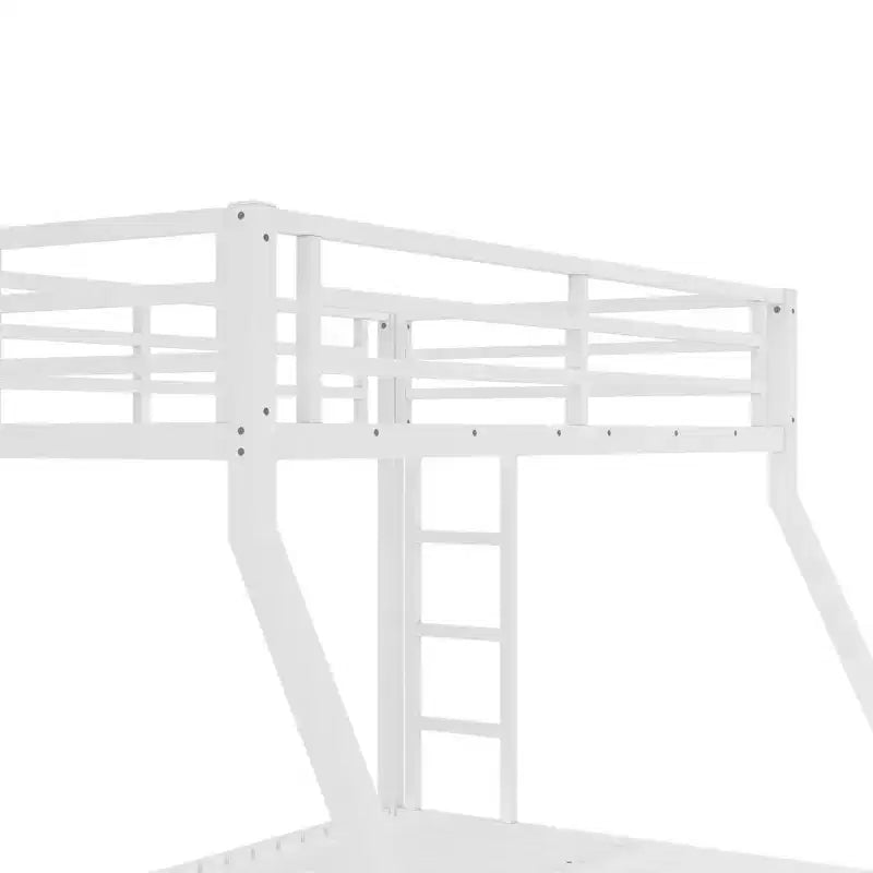 Lit superposé double en métal pour adolescents et adultes, gain de place et sans sommier tapissier, blanc