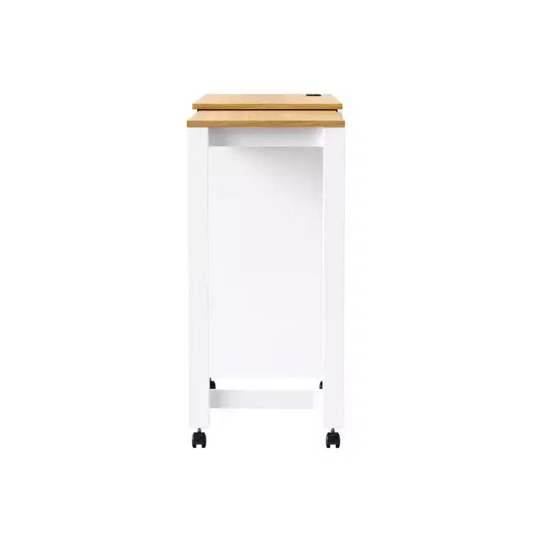 Îlot de cuisine avec table à manger extensible, 3 tiroirs, prise électrique, étagère à épices et placard